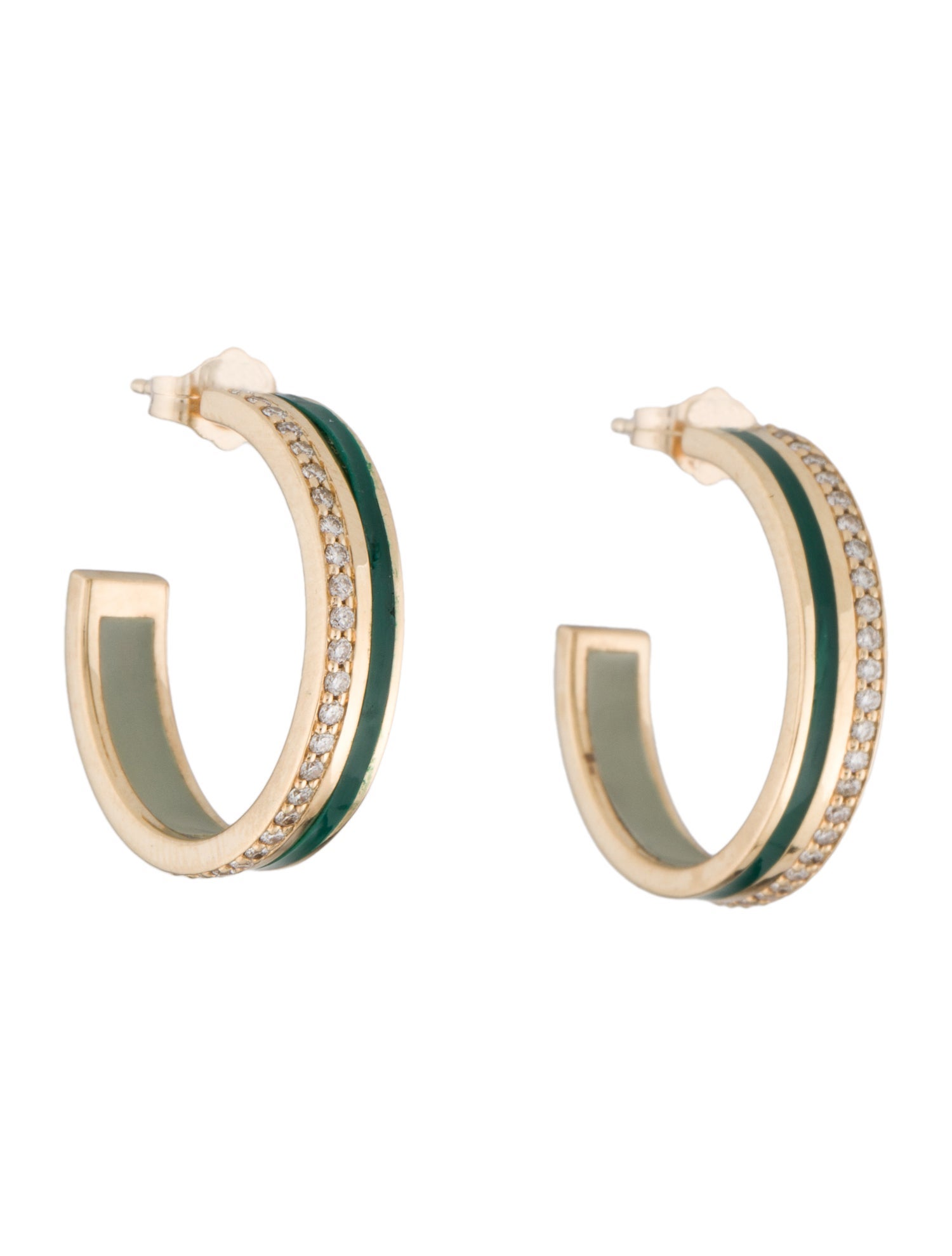 Bleecker & Prince 14K Enamel & Diamond Hoop Earrings