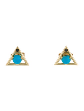 Bleecker & Prince 14K Turquoise & Diamond Stud Earrings