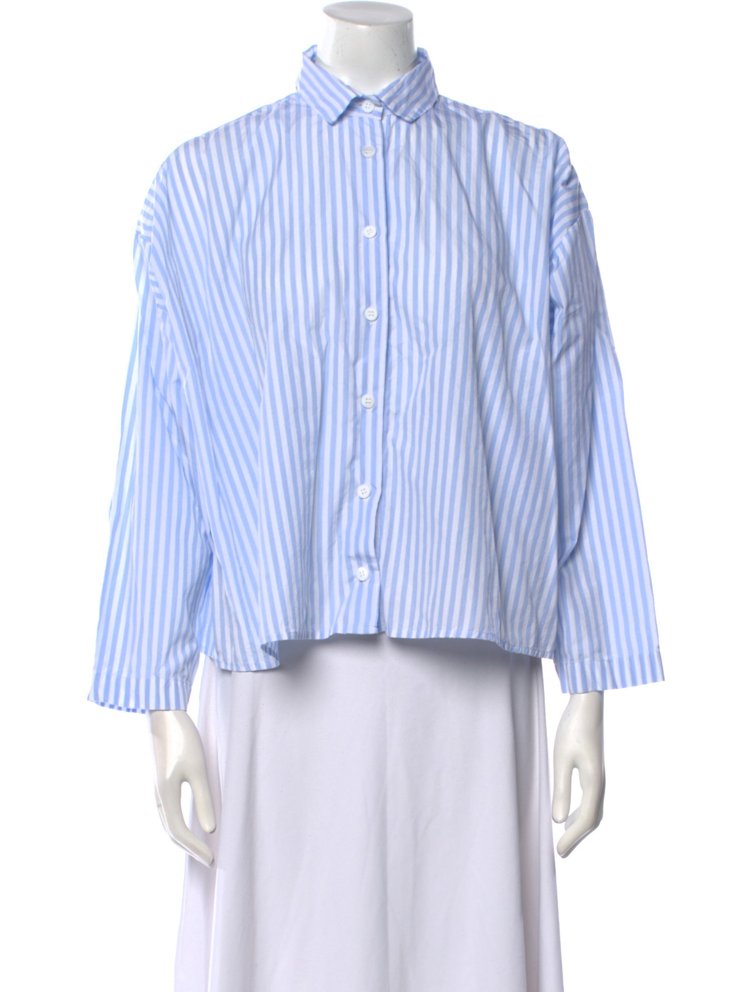 Bergfabel Striped Three-Quarter Sleeve Button-Up Top