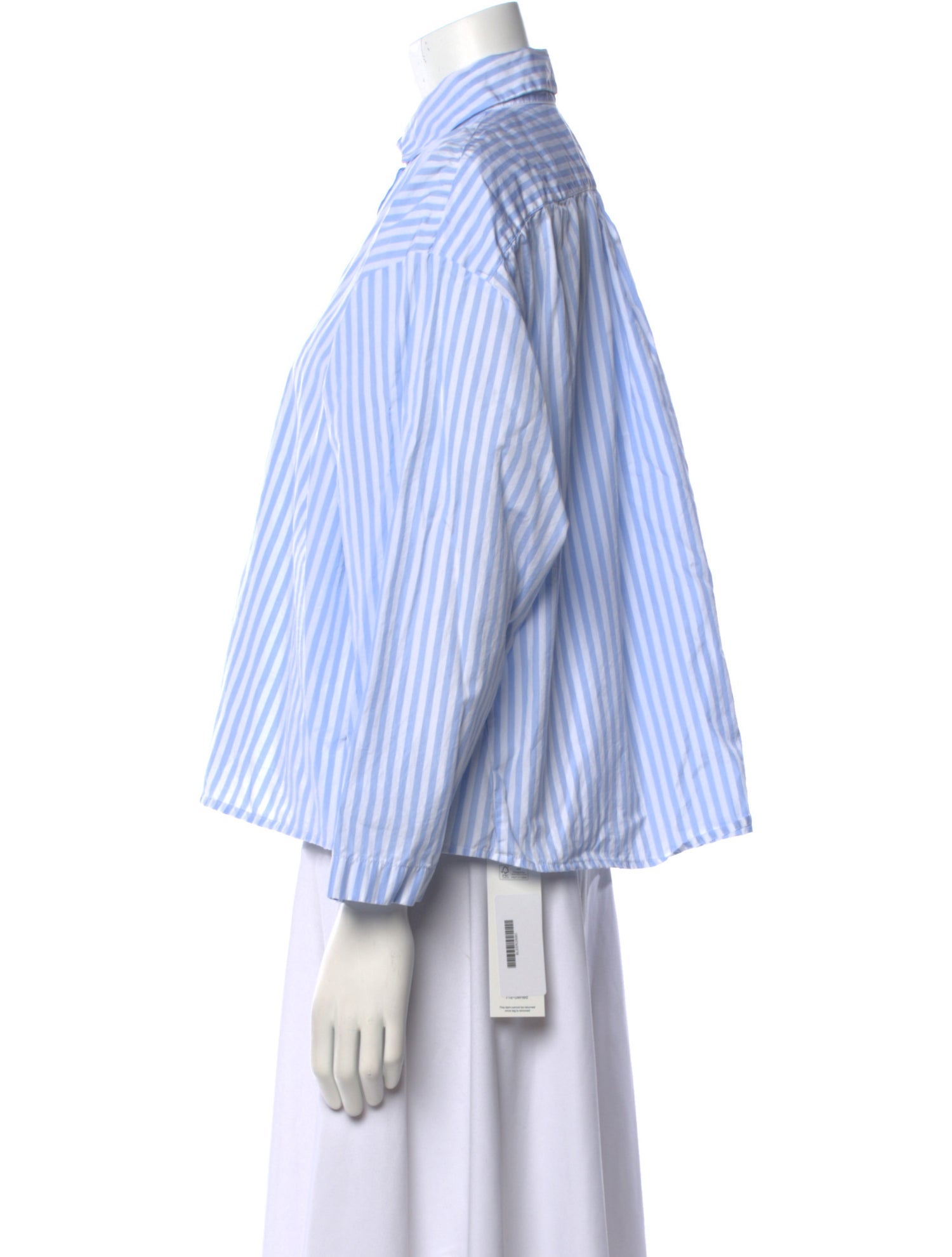 Bergfabel Striped Three-Quarter Sleeve Button-Up Top