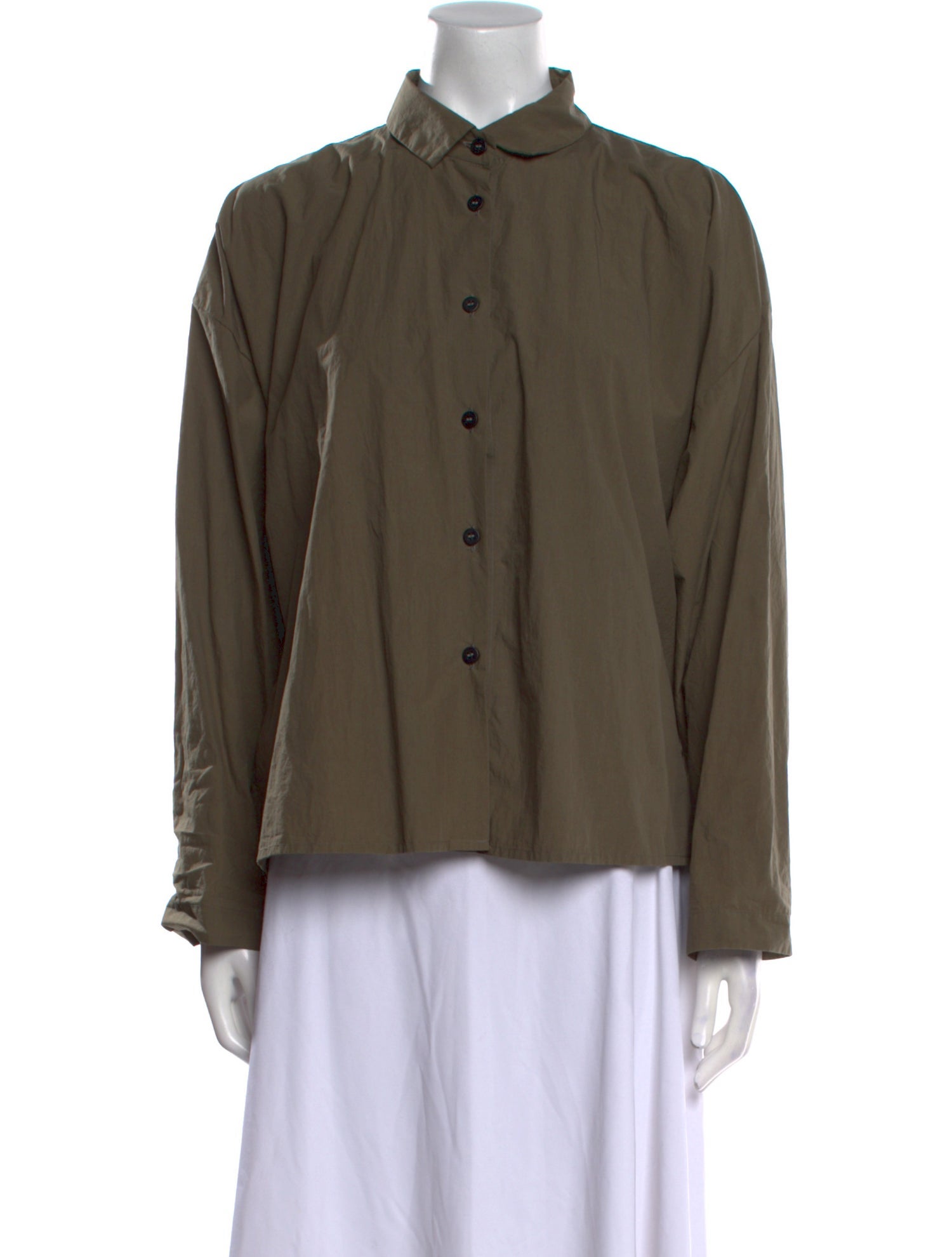 Bergfabel Mock Neck Long Sleeve Button-Up Top