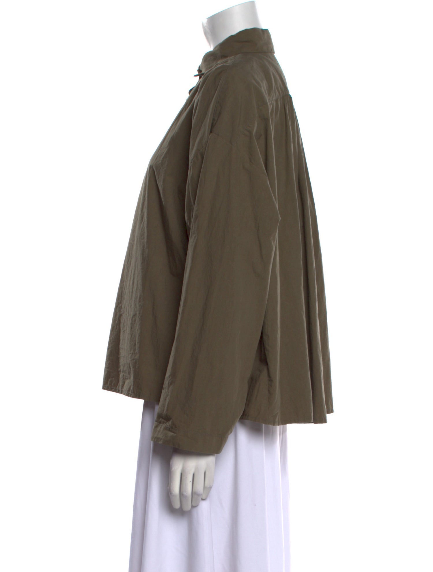 Bergfabel Mock Neck Long Sleeve Button-Up Top