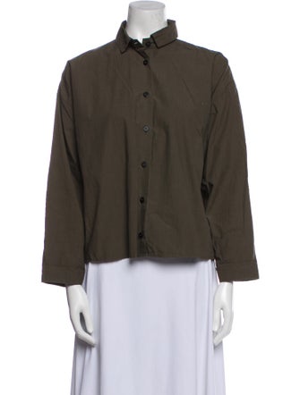 Bergfabel Mock Neck Three-Quarter Sleeve Button-Up Top