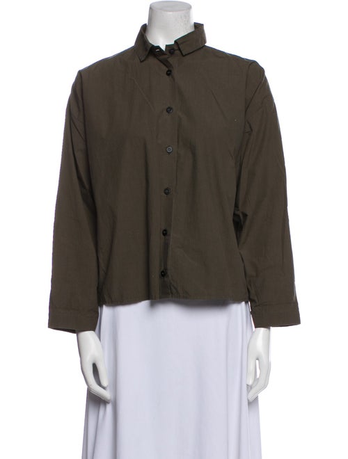 Bergfabel Mock Neck Three-Quarter Sleeve Button-Up Top