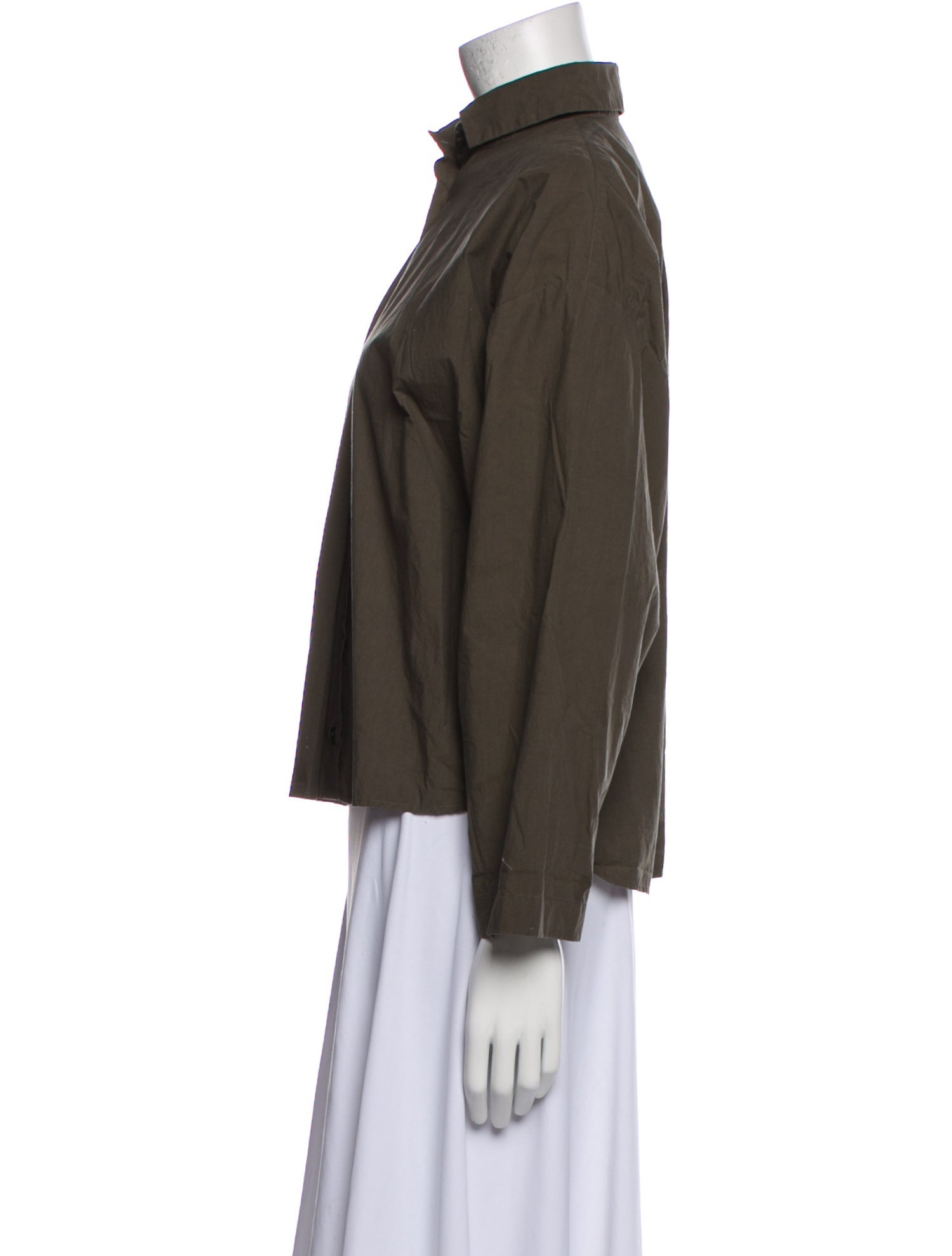 Bergfabel Mock Neck Three-Quarter Sleeve Button-Up Top