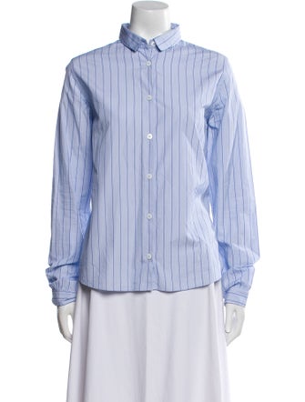 Bergfabel Striped Mock Neck Button-Up Top