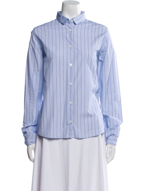 Bergfabel Striped Mock Neck Button-Up Top