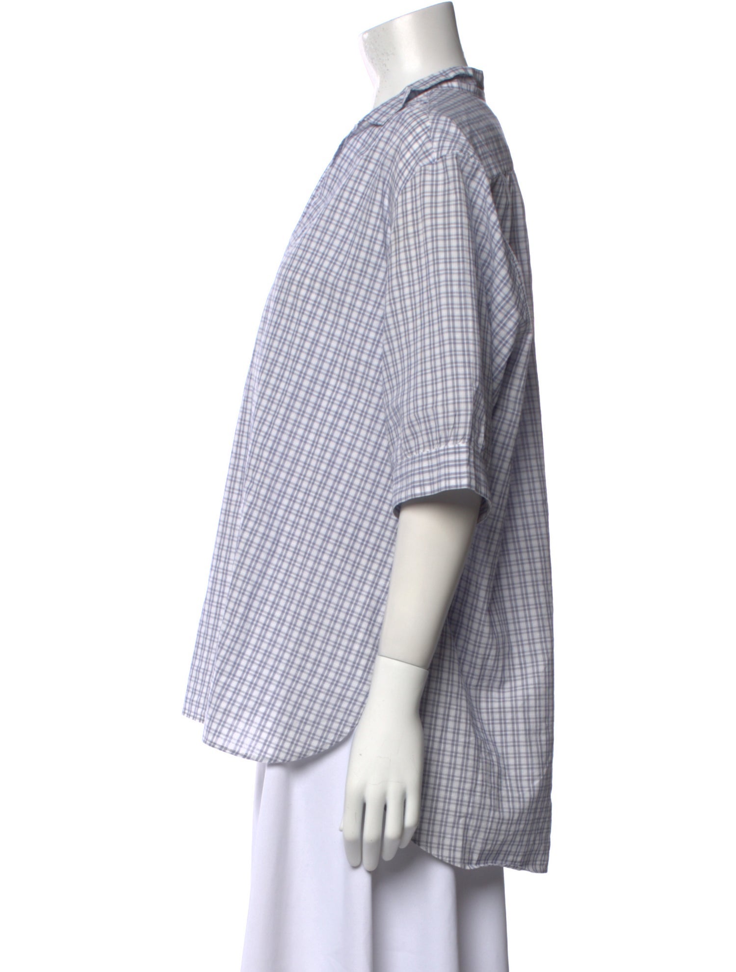 Bergfabel Plaid Print V-Neck Button-Up Top