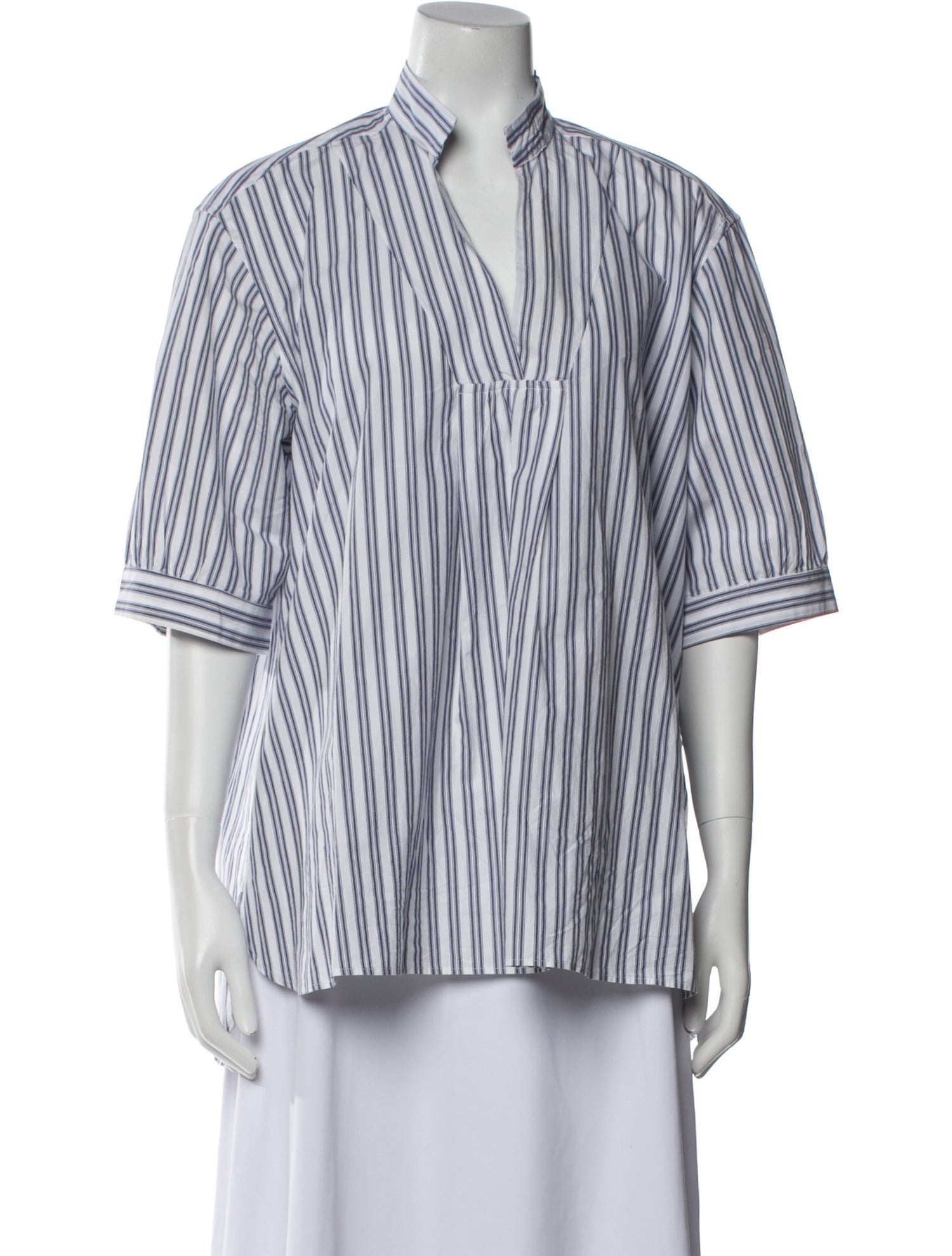 Bergfabel Striped Three-Quarter Sleeve Button-Up Top