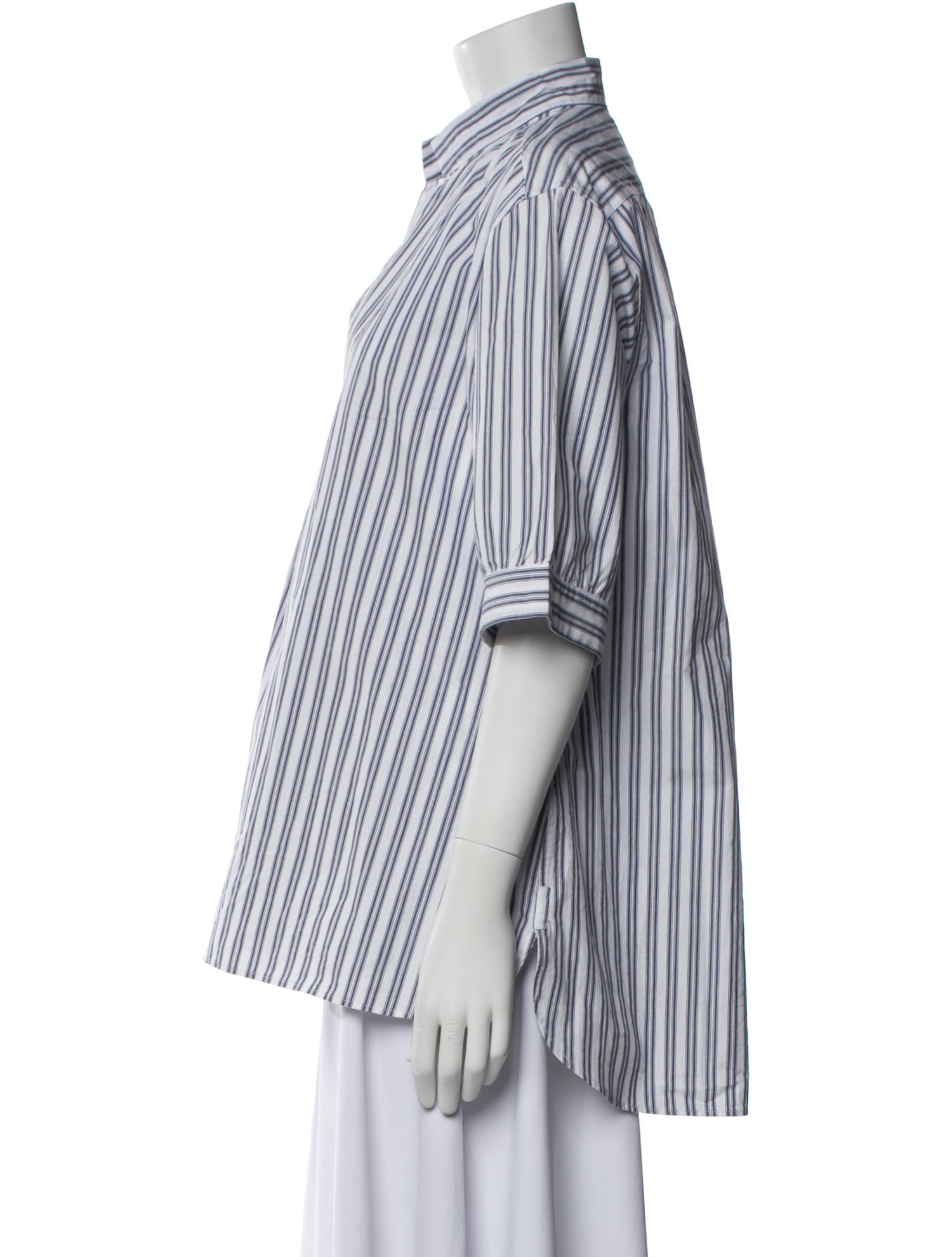 Bergfabel Striped Three-Quarter Sleeve Button-Up Top
