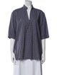 Bergfabel Plaid Print V-Neck Button-Up Top