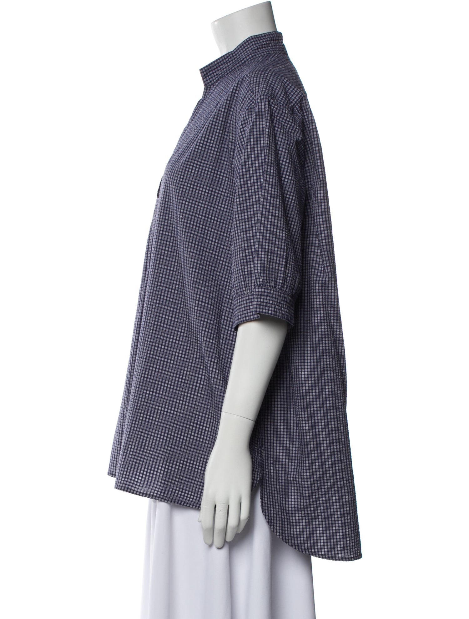 Bergfabel Plaid Print V-Neck Button-Up Top