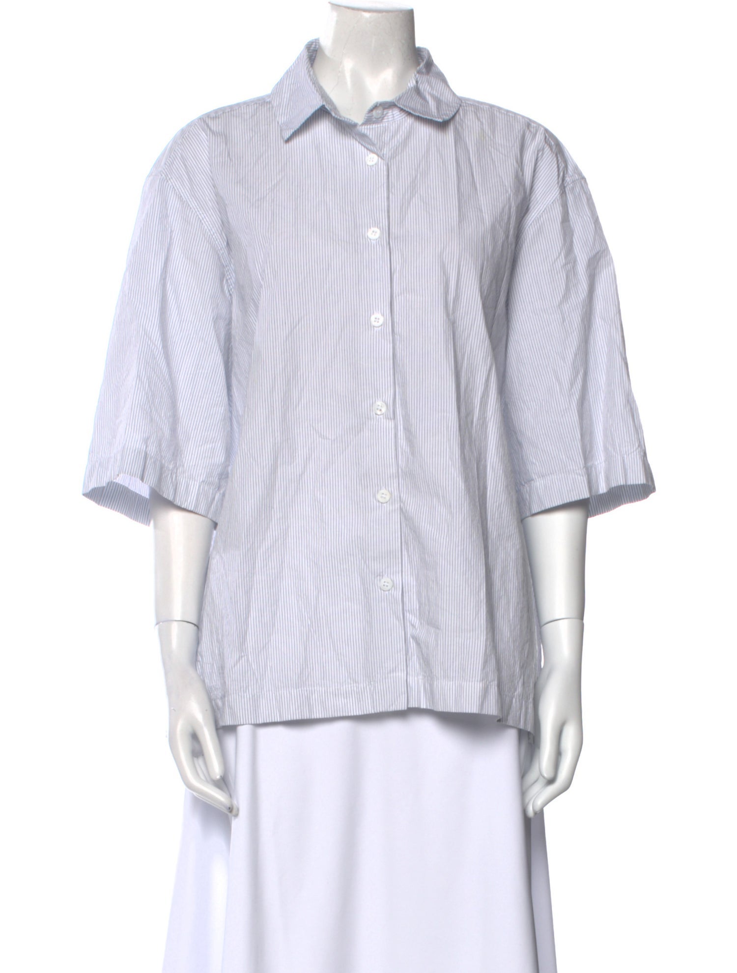 Bergfabel Striped Three-Quarter Sleeve Button-Up Top