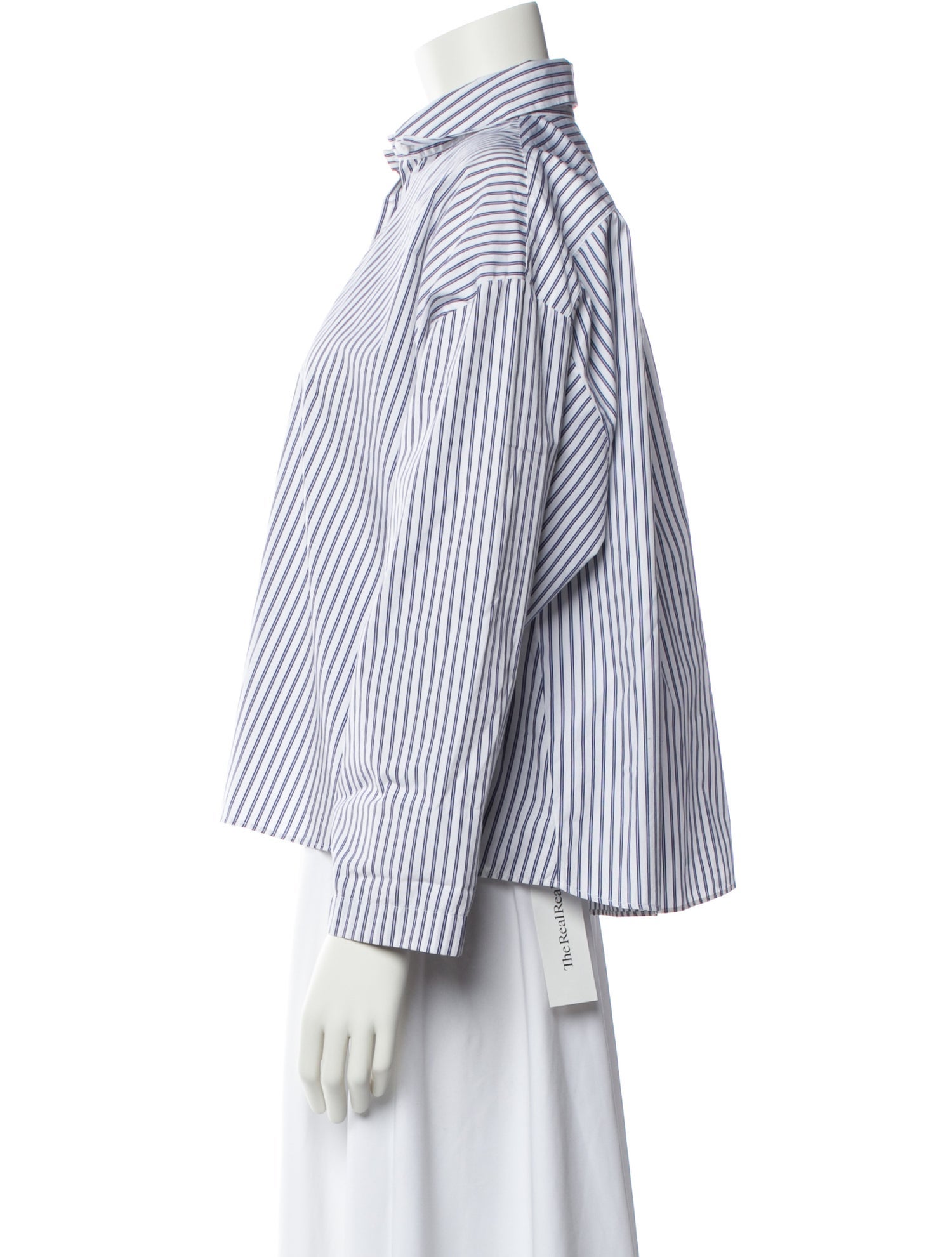 Bergfabel Striped Three-Quarter Sleeve Button-Up Top