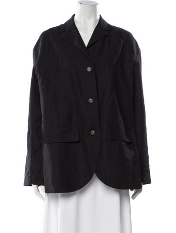 Pre-owned Bergfabel Linen Blazer In Black