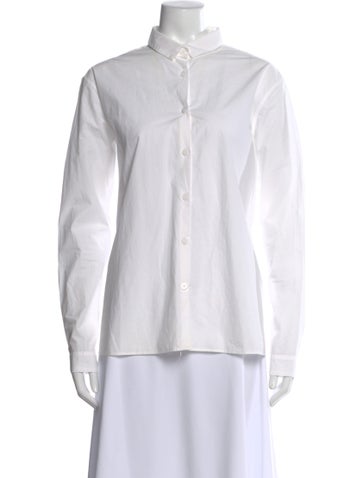Pre-owned Bergfabel Long Sleeve Button-up Top In White