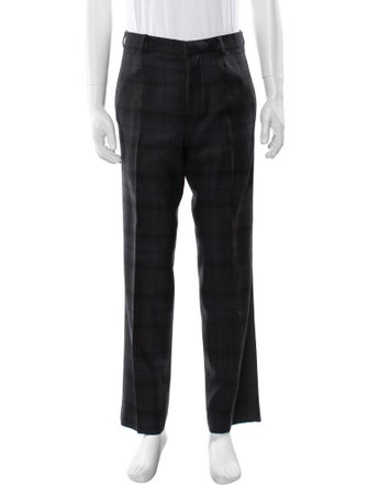 Black Fleece Plaid Print Pants