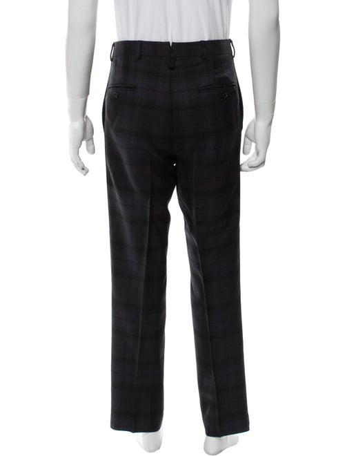 Black Fleece Plaid Print Pants