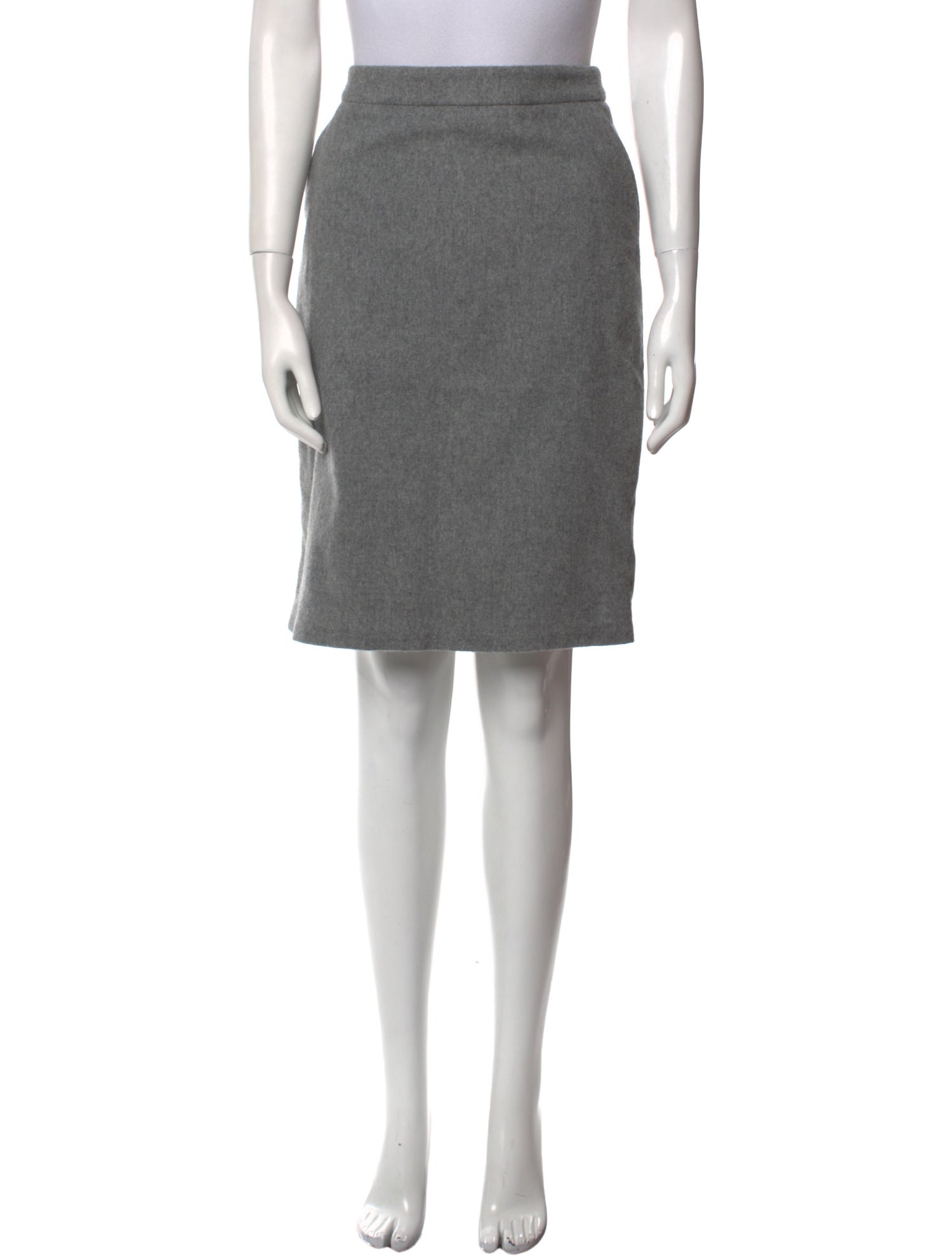 Black Fleece Wool Knee-Length Skirt