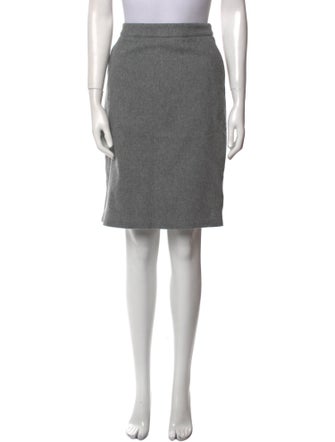 Black Fleece Wool Knee-Length Skirt