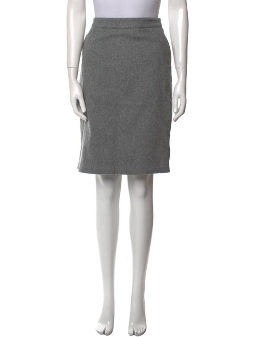 Black Fleece Wool Knee-Length Skirt