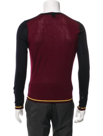 Black Fleece Wool V-Neck Pullover