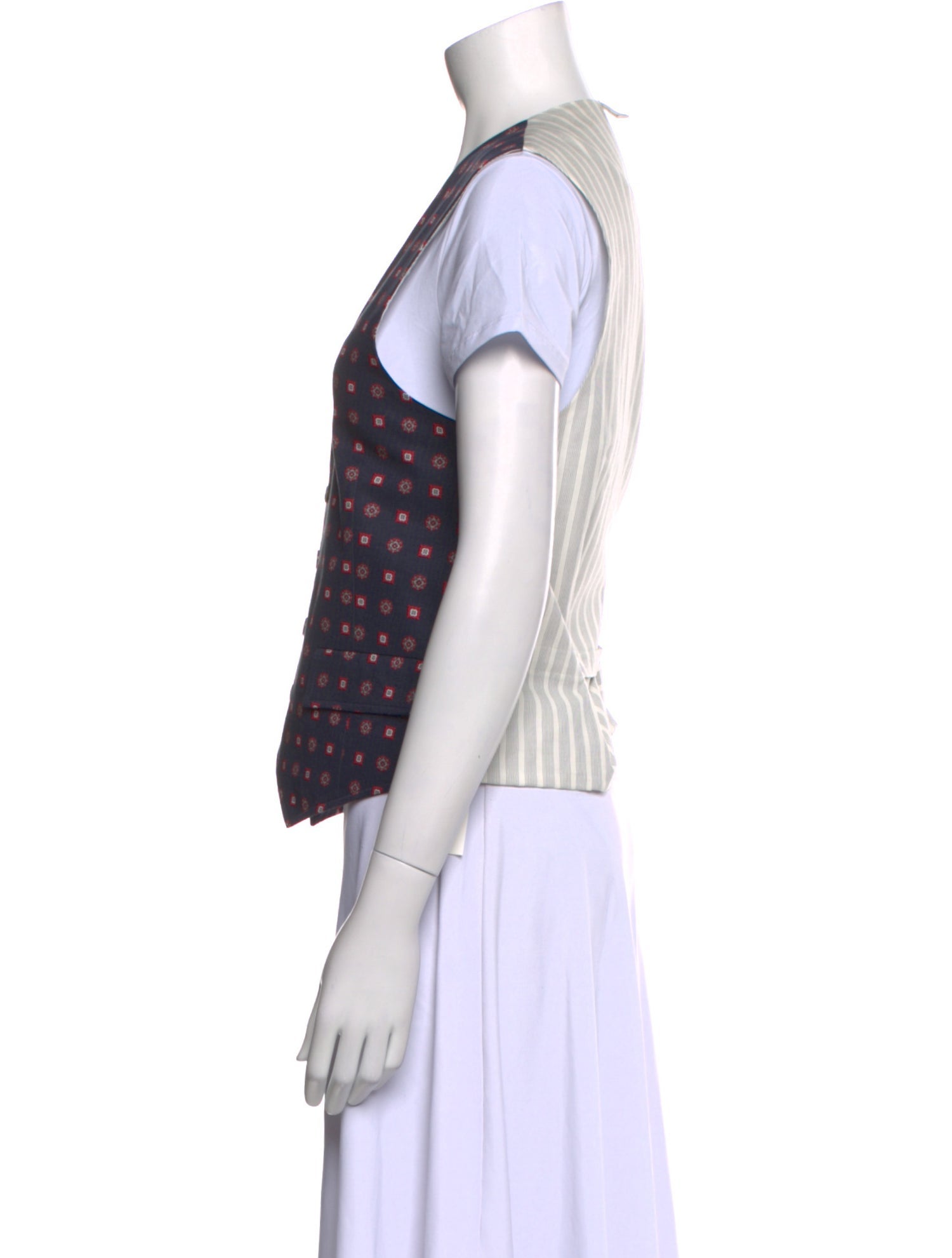 Black Fleece Printed V-Neck Button-Up Top