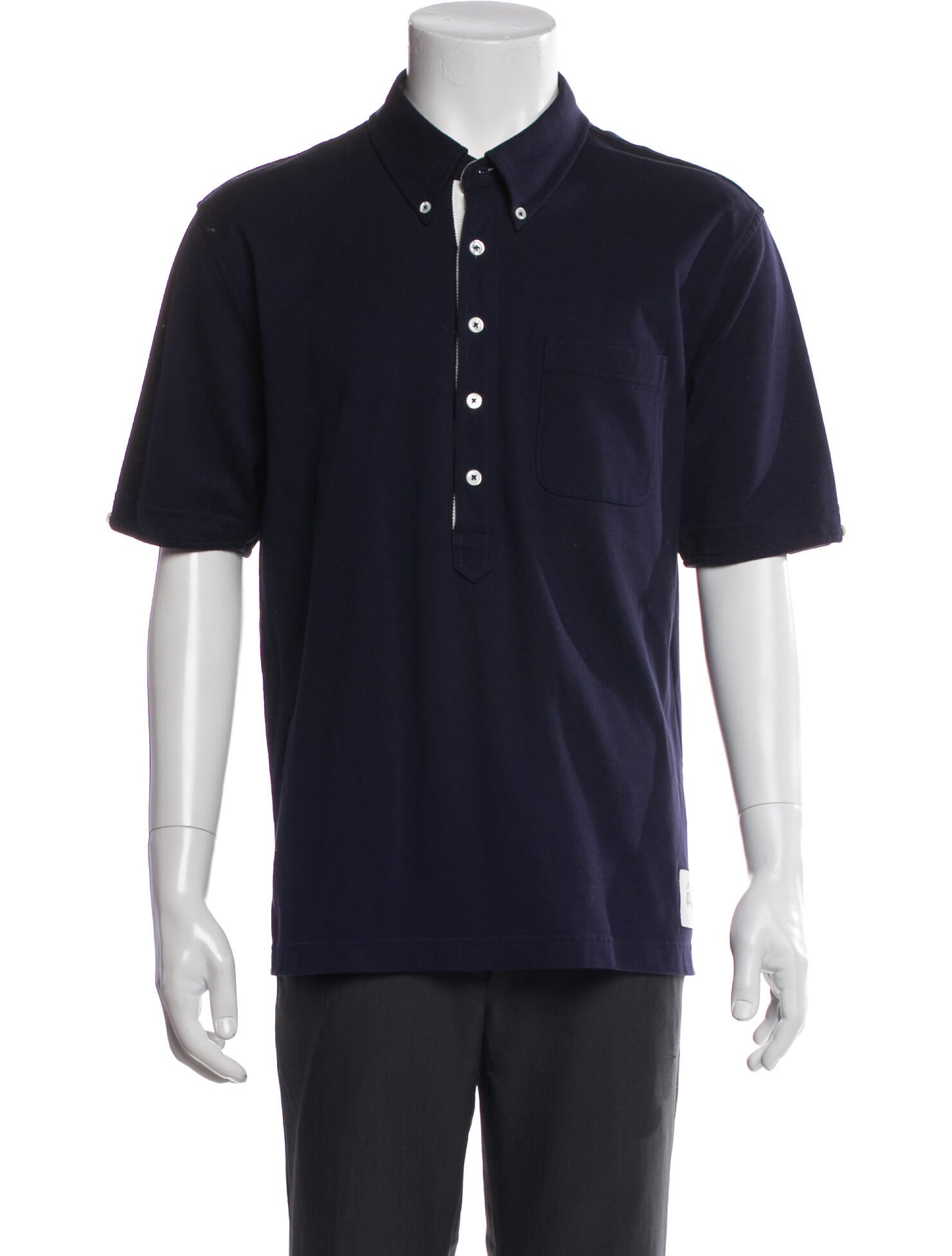 Black Fleece Collar Short Sleeve Polo Shirt