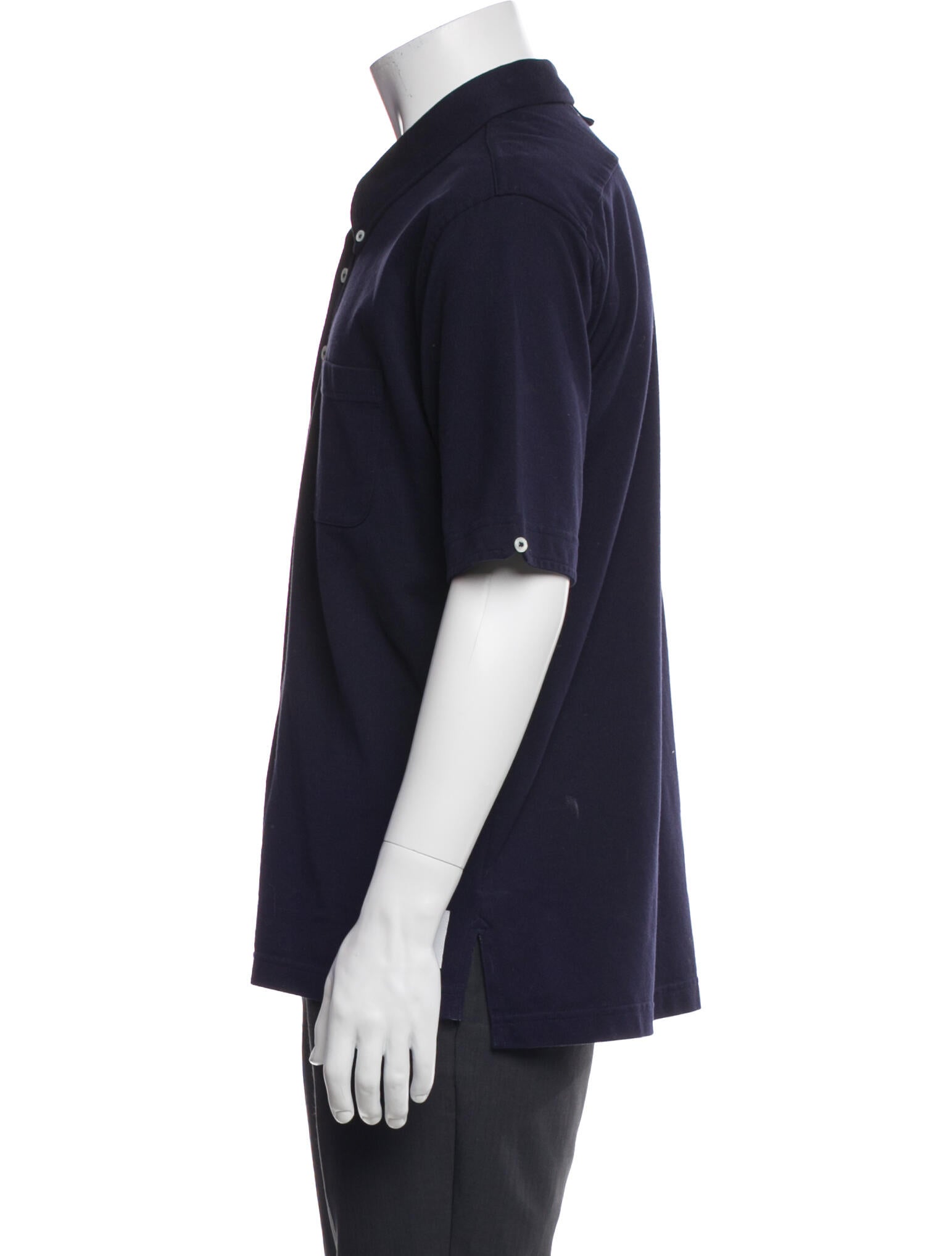 Black Fleece Collar Short Sleeve Polo Shirt