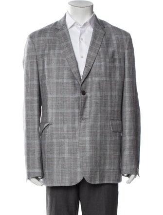 Black Fleece Wool Plaid Print Jacket