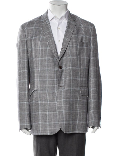 Black Fleece Wool Plaid Print Jacket