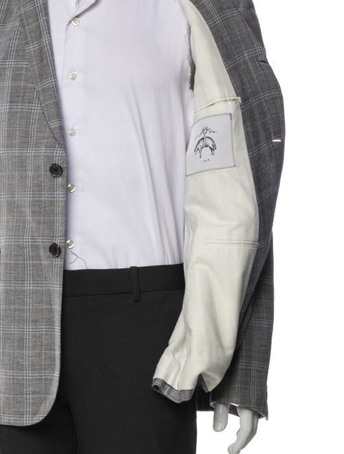 Black Fleece Wool Plaid Print Blazer