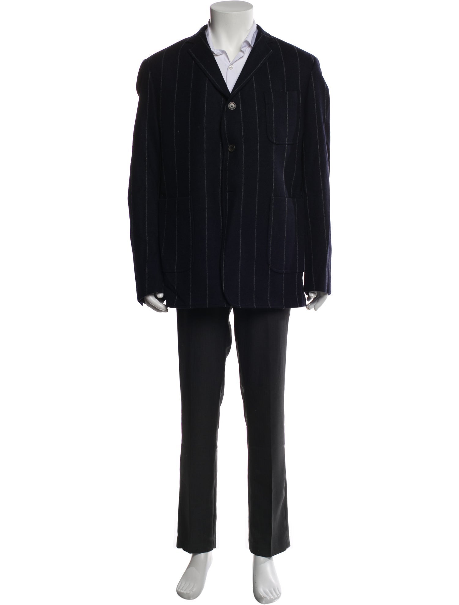 Black Fleece Wool Striped Jacket