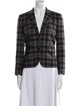 Black Fleece Wool Plaid Print Blazer