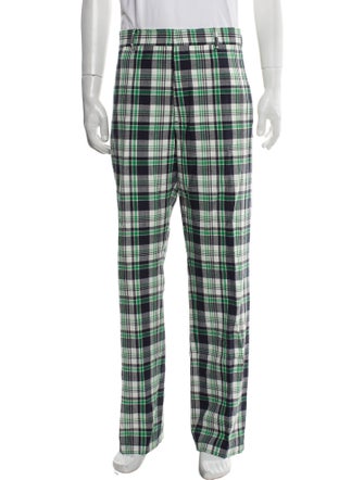 Black Fleece Plaid Print Pants