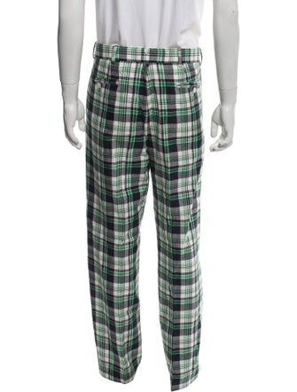 Black Fleece Plaid Print Pants