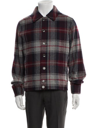 Black Fleece Plaid Print Peacoat
