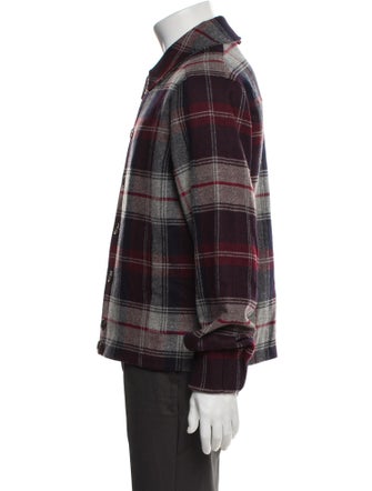 Black Fleece Plaid Print Peacoat