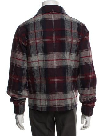 Black Fleece Plaid Print Peacoat