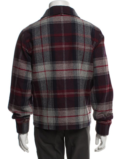 Black Fleece Plaid Print Peacoat