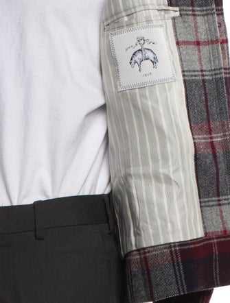 Black Fleece Plaid Print Peacoat