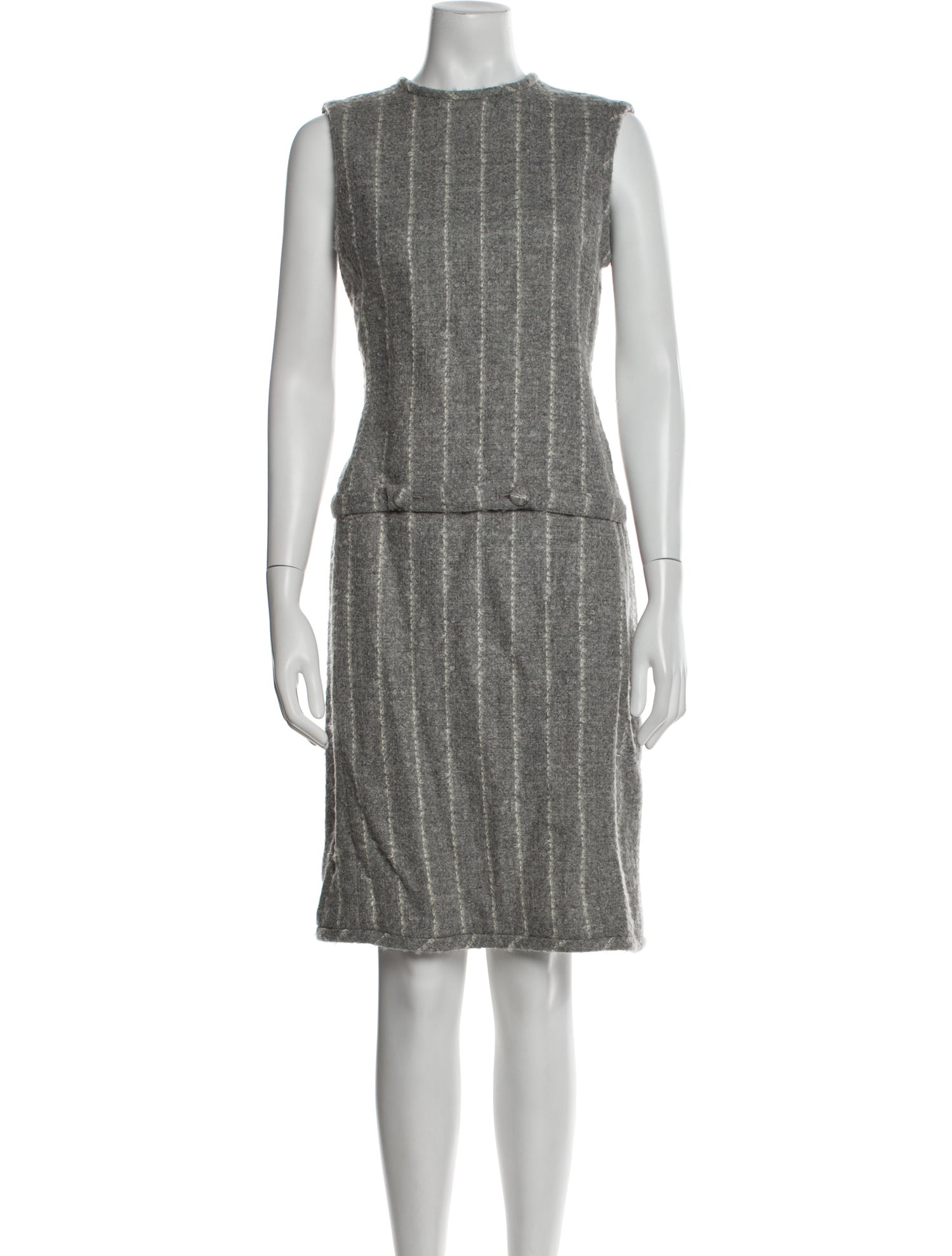 Black Fleece Wool Knee-Length Dress