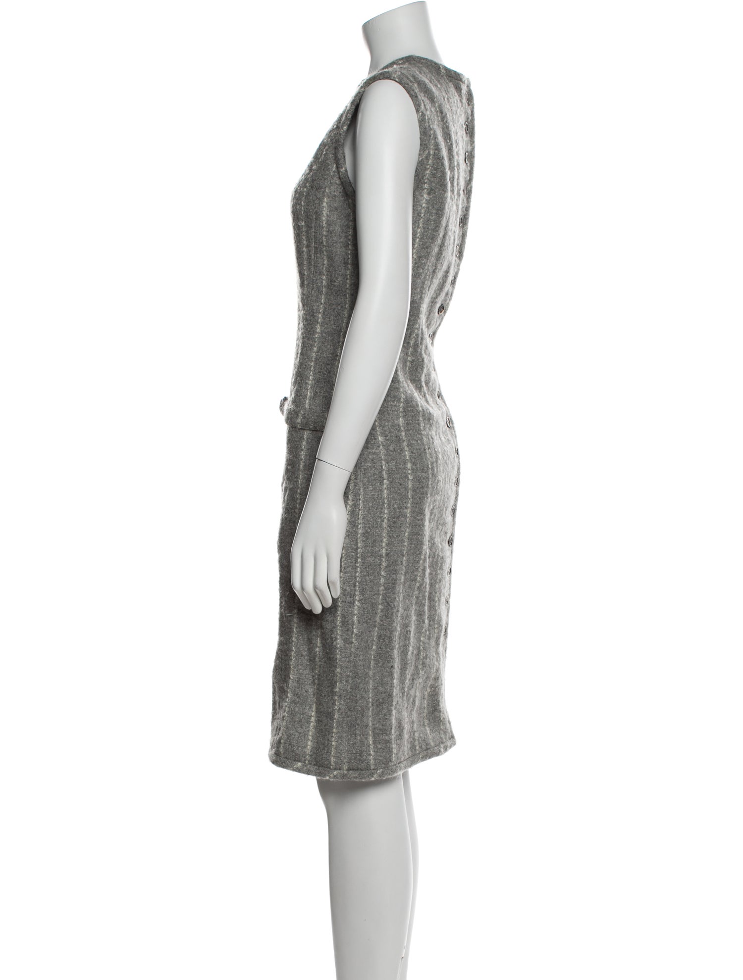 Black Fleece Wool Knee-Length Dress