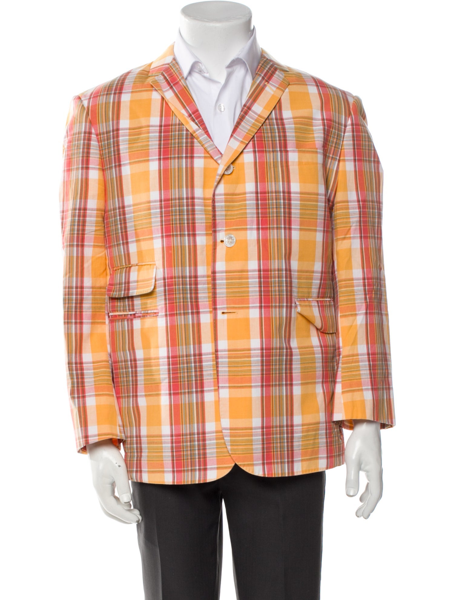 Black Fleece Plaid Print Peacoat