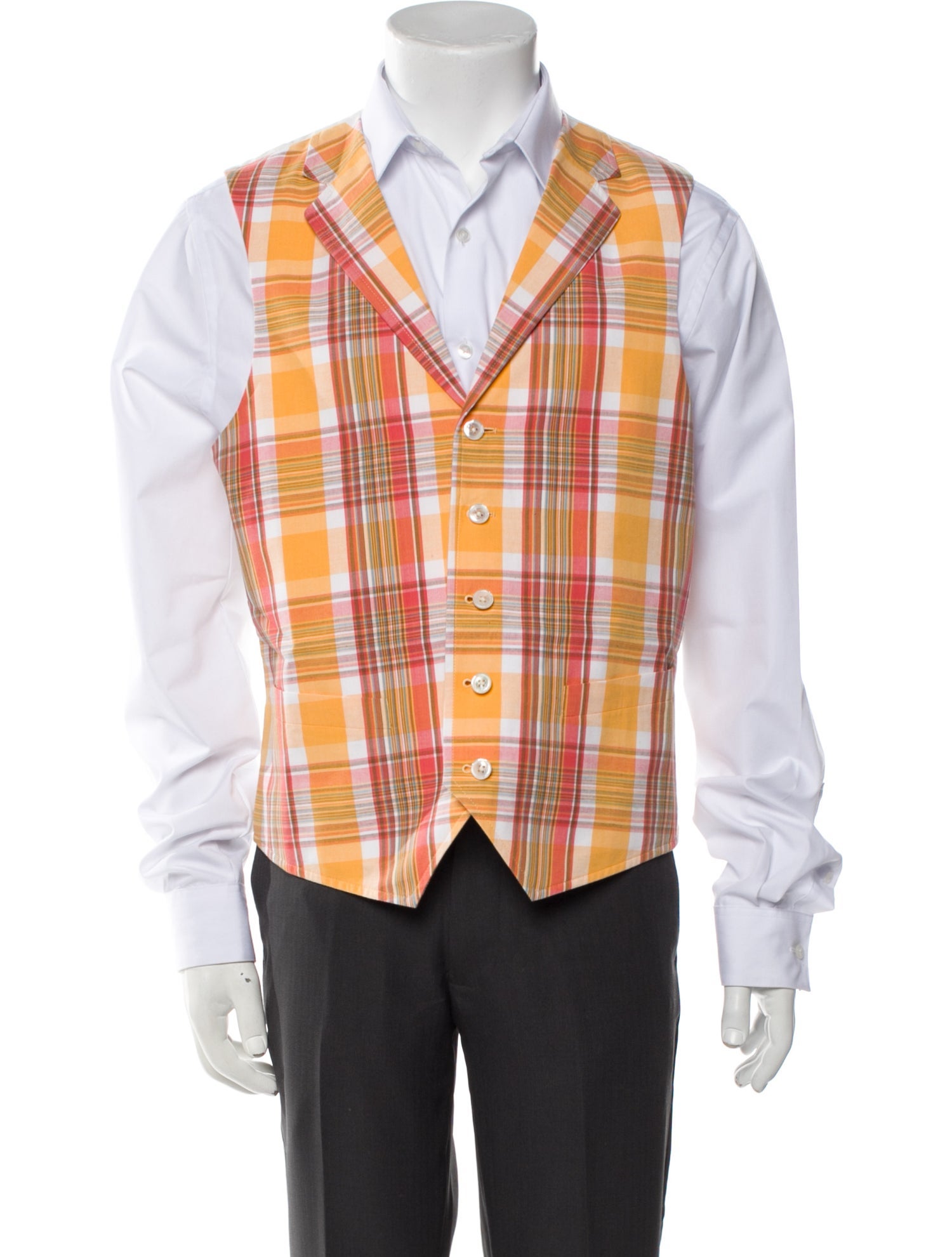 Black Fleece Plaid Print Vest