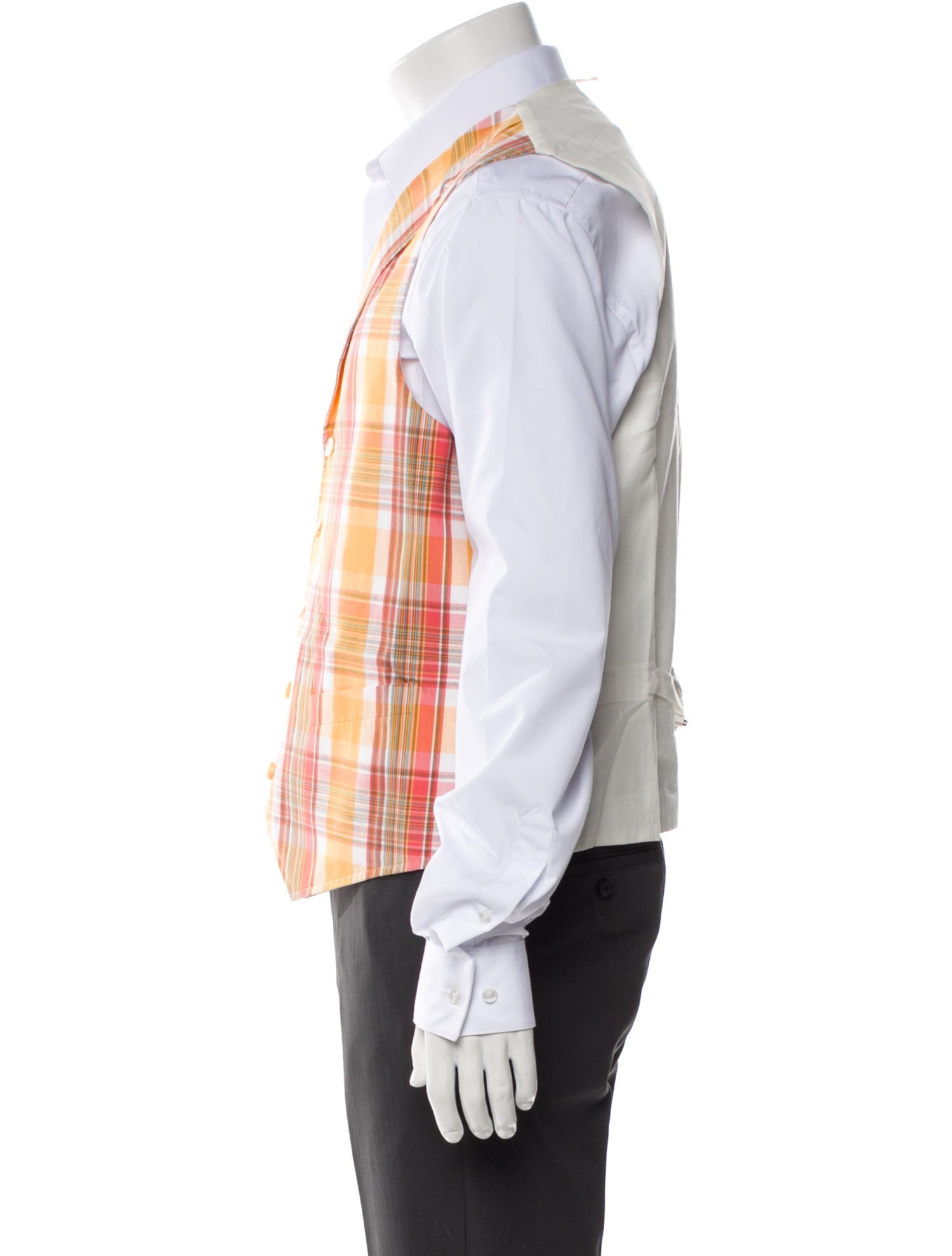 Black Fleece Plaid Print Vest