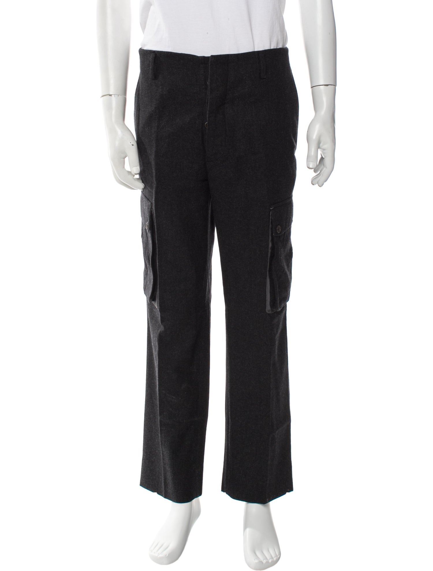 Black Fleece Wool Cargo Pants