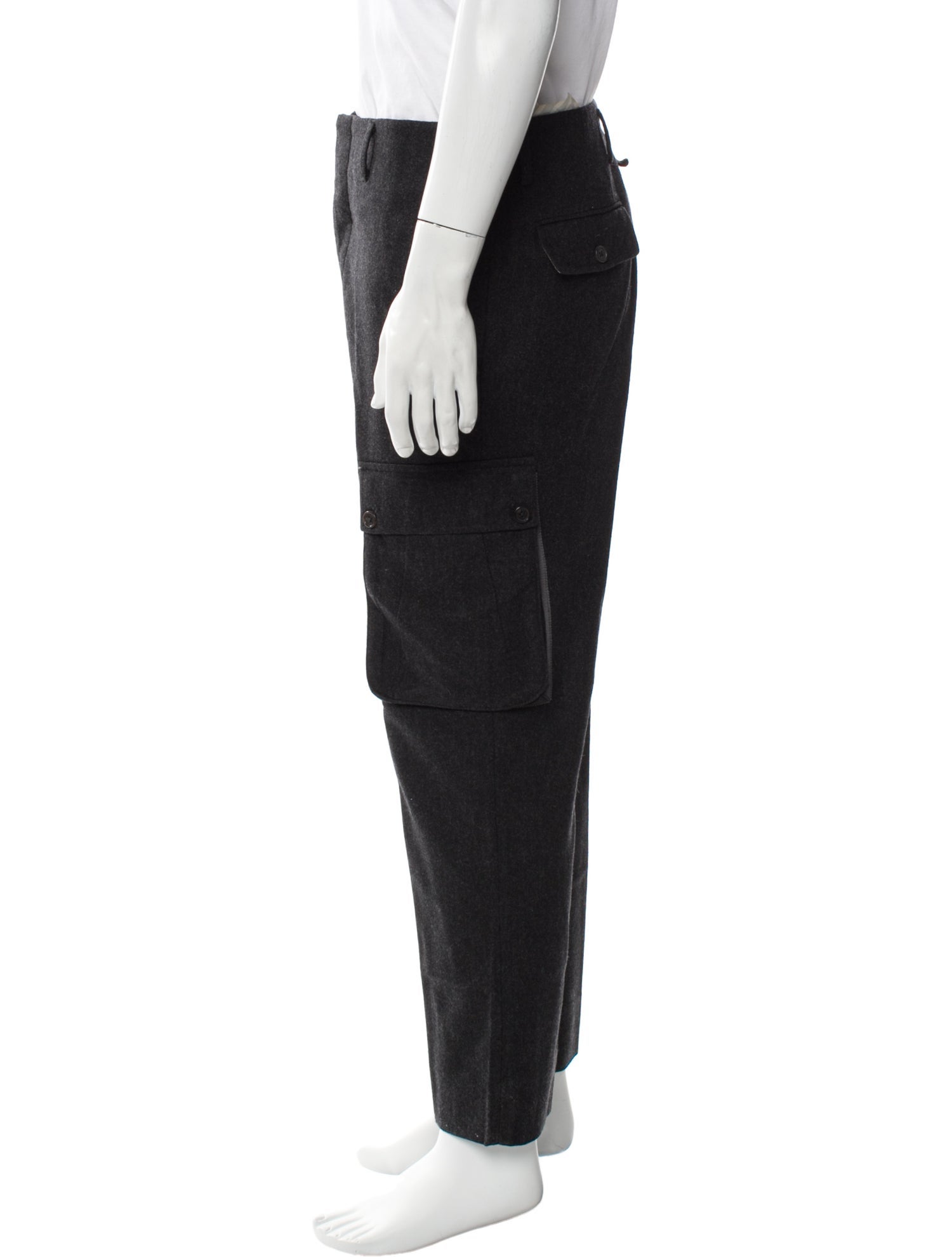 Black Fleece Wool Cargo Pants