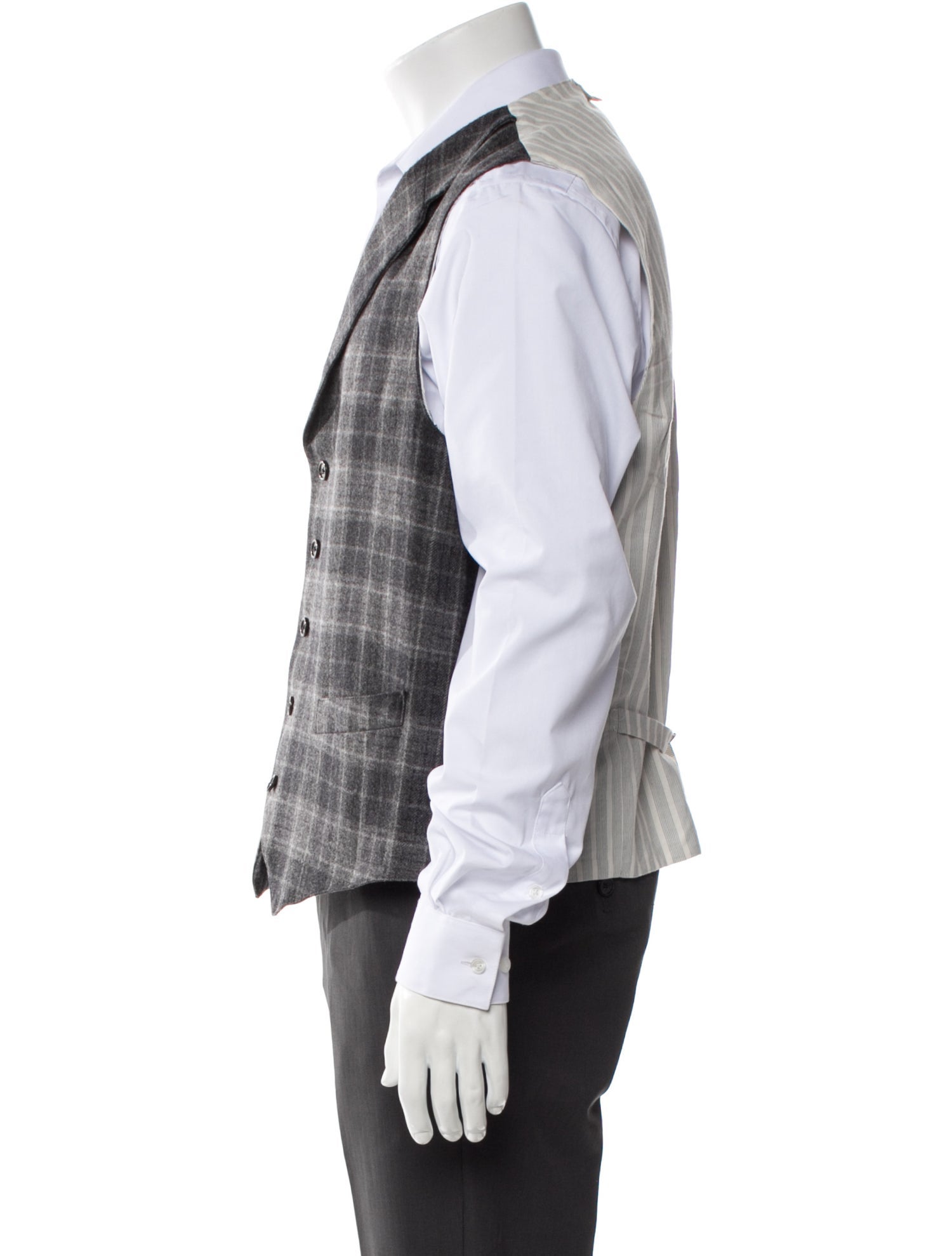 Black Fleece Plaid Print Suit Vest