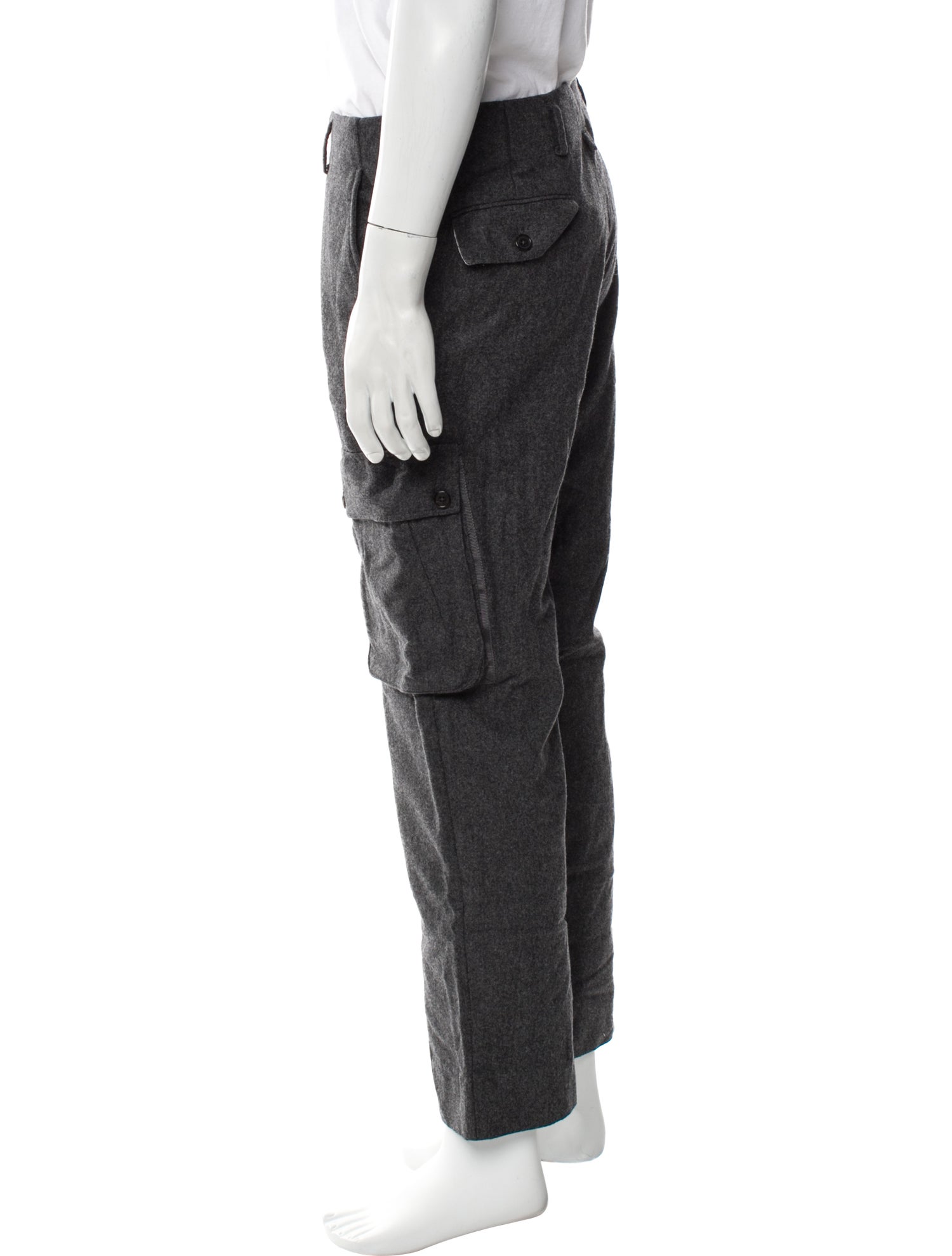 Black Fleece Wool Cargo Pants